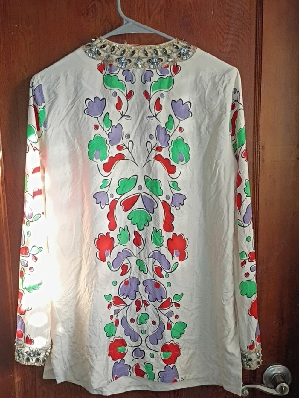 Tory Burch Crystal Embellished Silk Tunic In Floral Legacy Paisley